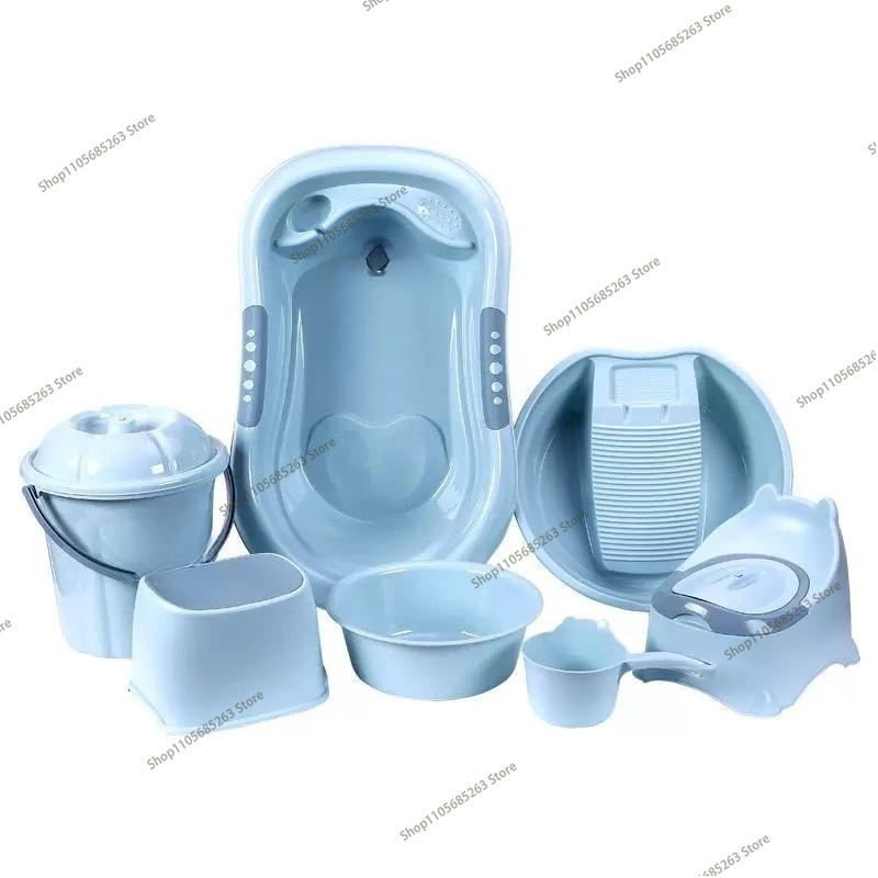 Baby Products Gift Set - ชุดอ่างอาบน้ำเด็กแบบอัพเกรด ชุดอาบน้ำพลาสติกกันลื่น อ่างอาบน้ำหนาพิเศษ ที่นั่งอาบน้ำเด็ก ผลิตภัณฑ์อาบน้ำสำหรับทารกแรกเกิด ของขวัญ