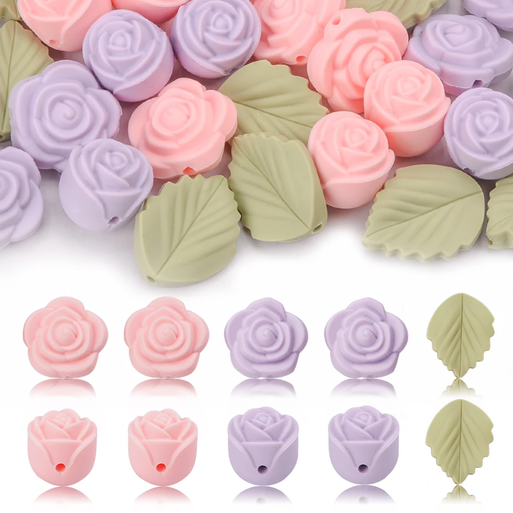 Baby Products List - LOFCA 30 ชิ้น Rose ซิลิโคนลูกปัดดอกไม้โฟกัสลูกปัด BPA