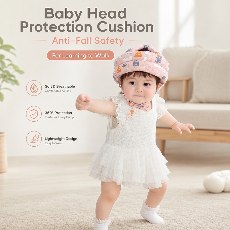 Infant Head Protector - หมวกกันกระแทกสำหรับเด็กวัยหัดเดิน ปรับขนาดได้ แผ่นรองป้องกันศีรษะ สำหรับการหัดเดิน อุปกรณ์นิรภัยระบายอากาศได้ดีสำหรับฤดูร้อน