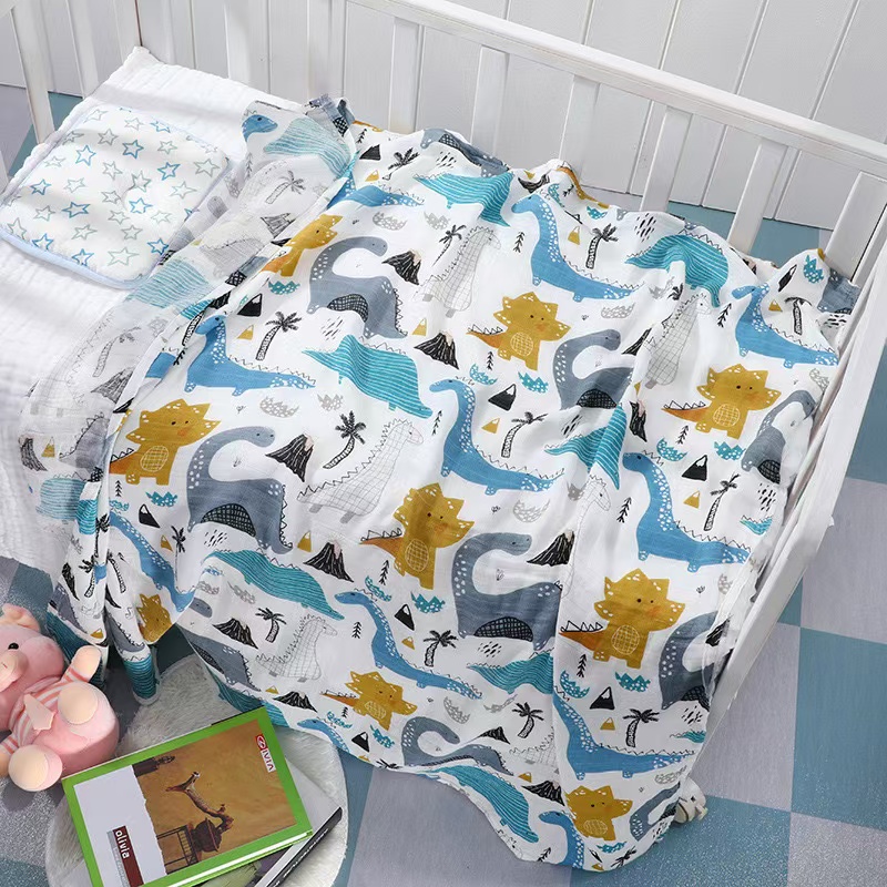 Baby Swaddle Blanket - ผ้าห่อตัวเด็กอ่อนอเนกประสงค์ เนื้อนุ่ม ระบายอากาศได้ดี ลายพิมพ์ผ้าฝ้ายผสมใยไผ่ ผ้ามัสลิน สำหรับห่อตัวเด็กแรกเกิด