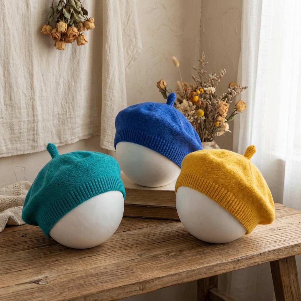 หมวกเบเร่ต์ถักสีพื้นสำหรับเด็ก - Baby Products To Sell บทวิจารณ์และราคา